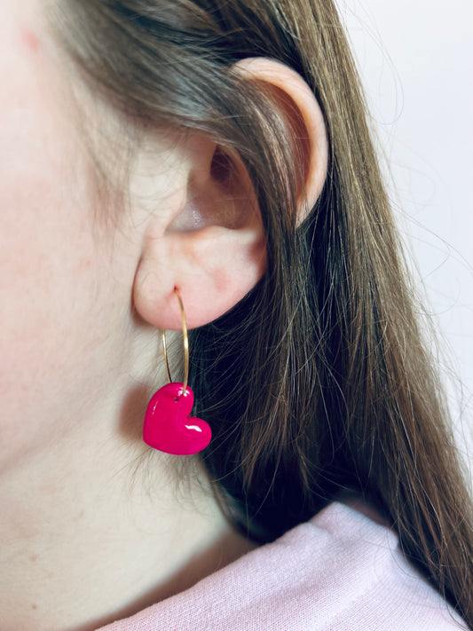 Reesie Earrings | Heart Hoops