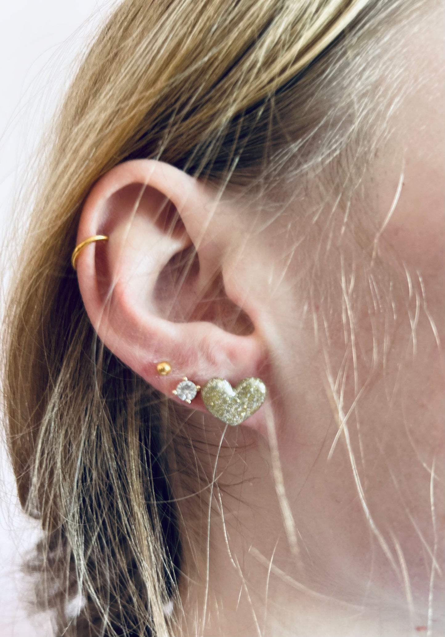 Reesie Earrings | Heart Studs | Set of 3