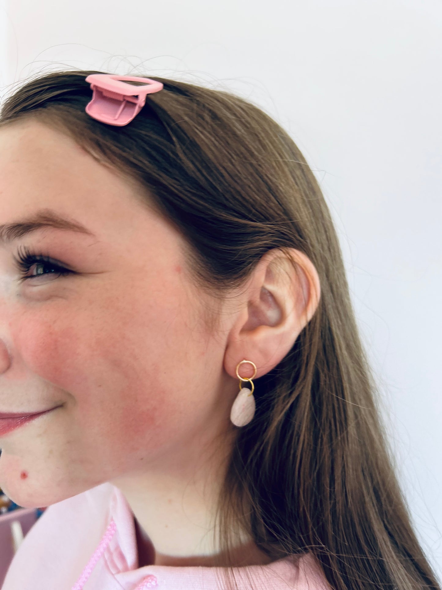 Reesie Earrings | Pink Iridescent Small Teardrop